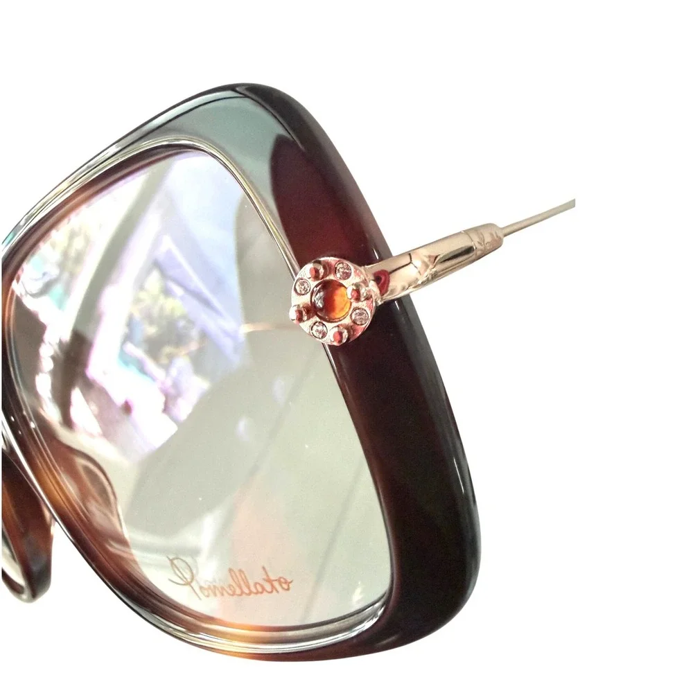 Pomellato Eyeglasses PM0098O-002 Havana Gold Tortoise Square Women Italy NEW